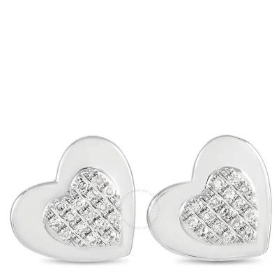 Lb Exclusive 14k White Gold 0.07 Ct Diamond Heart Stud Earrings In Multi-color