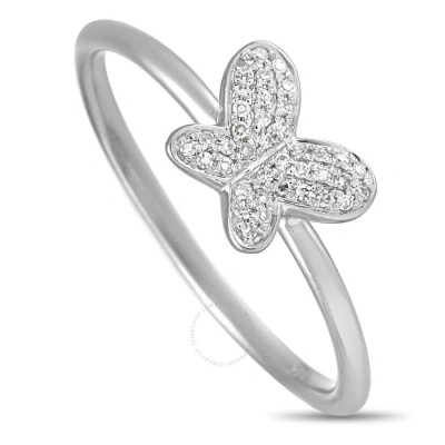 Lb Exclusive 14k White Gold 0.08 Ct Diamond Butterfly Ring In Multi-color