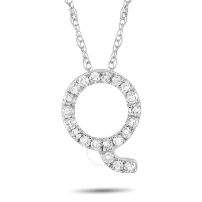 Lb Exclusive 14k White Gold 0.10 Ct Diamond Initial  X2018 Q X2019  Necklace In Multi-color