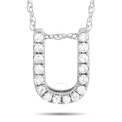 Lb Exclusive 14k White Gold 0.10 Ct Diamond Initial  X2018 U X2019  Necklace In Multi-color