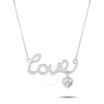 Lb Exclusive 14k White Gold 0.10 Ct Diamond Love Pendant Necklace In Multi-color