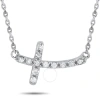 LB EXCLUSIVE LB EXCLUSIVE 14K WHITE GOLD 0.12 CT DIAMOND SMALL CROSS PENDANT NECKLACE