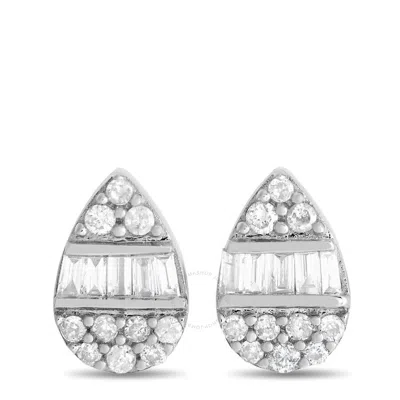 Lb Exclusive 14k White Gold 0.18ct Diamond Cluster Pear Earrings Er28511 W In Metallic