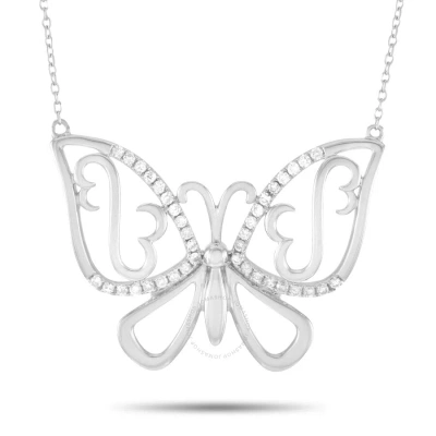 Lb Exclusive 14k White Gold 0.25 Ct Diamond Butterfly Pendant Necklace In Multi-color