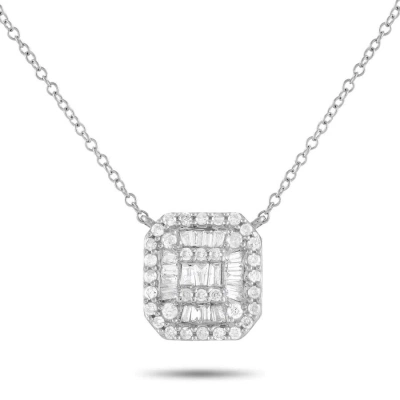 Lb Exclusive 14k White Gold 0.30ct Diamond Cluster Necklace Pn14730 In Multi-color