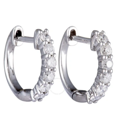 Lb Exclusive 14k White Gold 0.50 Ct Diamond Huggie Hoop Earrings In Multi-color