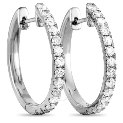 Lb Exclusive 14k White Gold 0.50 Ct Diamond Pave Hoop Earrings In Multi-color