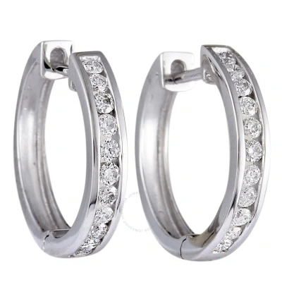 Lb Exclusive 14k White Gold 0.50 Ct Diamond Small Hoop Earrings In Multi-color