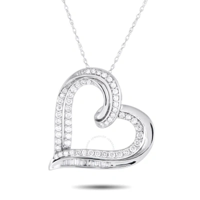 Lb Exclusive 14k White Gold 0.50ct Diamond Heart Necklace In Multi-color