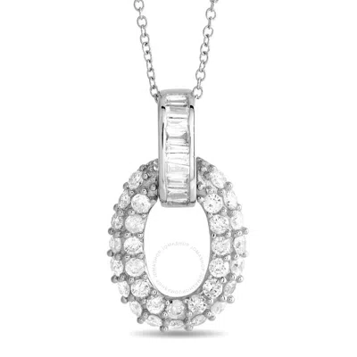 Lb Exclusive 14k White Gold 0.63ct Diamond Oval Necklace Pn 15335 W In Metallic