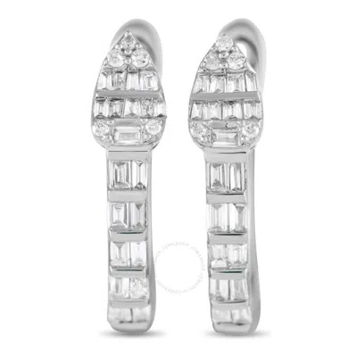 Lb Exclusive 14k White Gold 0.70ct Diamond Huggie Earrings Er28547 W In Metallic