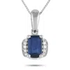 Lb Exclusive 14k White Gold 0.03ct Diamond And Sapphire Pendant Necklace Pd4-16049wsa In White