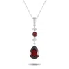 Lb Exclusive 14k White Gold 0.05ct Diamond And Garnet Pendant Necklace Pd4-16247wga In White