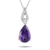 Lb Exclusive 14k White Gold 0.06ct Diamond And Amethyst Pear Necklace Pd4-16184wam In White