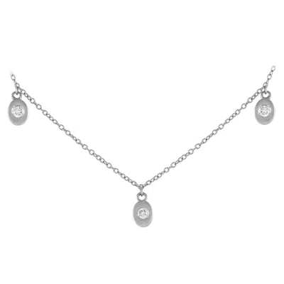 Pre-owned Lb Exclusive 14k White Gold 0.06ct Diamond Station Necklace Nk01637-w