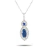 Lb Exclusive 14k White Gold 0.07ct Diamond And Sapphire Marquise Necklace Pd4-16299wsa In White