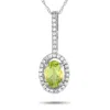 Lb Exclusive 14k White Gold 0.09ct Diamond And Peridot Pedant Necklace Pd4-16077wpe In White