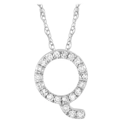 Pre-owned Lb Exclusive 14k White Gold 0.10 Ct Diamond Initial ‘q' Necklace