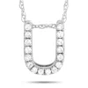 Lb Exclusive 14k White Gold 0.10 Ct Diamond Initial  X2018 U X2019  Necklace In White
