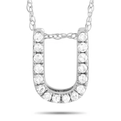 LB EXCLUSIVE 14K WHITE GOLD 0.10 CT DIAMOND INITIAL ‘U' NECKLACE