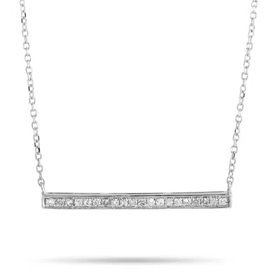 Lb Exclusive 14k White Gold 0.10 Ct Diamond Pendant Necklace In Metallic