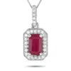 Lb Exclusive 14k White Gold 0.10ct Diamond And Ruby Necklace Pd4-16050wru In White