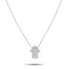 Lb Exclusive 14k White Gold 0.10ct Diamond Hamsa Pendant Necklace Pn15814-w In Metallic