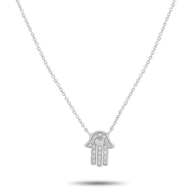 LB EXCLUSIVE 14K WHITE GOLD 0.10CT DIAMOND HAMSA PENDANT NECKLACE PN15814-W