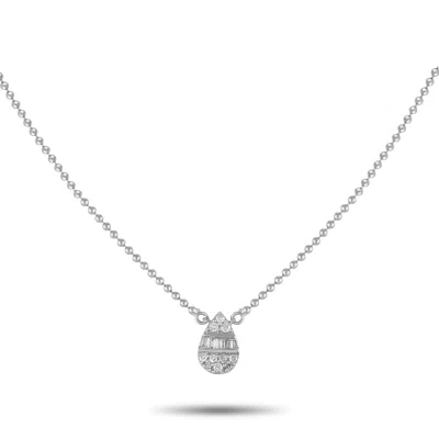 Lb Exclusive 14k White Gold 0.11 Ct Diamond Necklace Nk02100-w In Silver