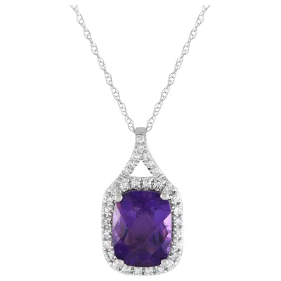 Pre-owned Lb Exclusive 14k White Gold 0.13ct Diamond Pendant Necklace Pd4-15472wam