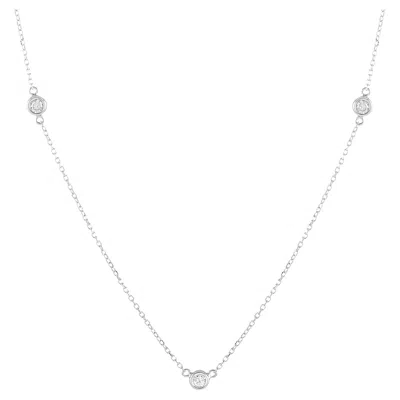 Pre-owned Lb Exclusive 14k White Gold 0.15 Carat Diamond Necklace