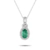 Lb Exclusive 14k White Gold 0.15ct Diamond And Emerald Necklace Pd4-15738wem In White