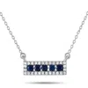 Lb Exclusive 14k White Gold 0.15ct Diamond And Sapphire Pendant Necklace Nk4-14783wsa In White
