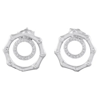 Pre-owned Lb Exclusive 14k White Gold 0.16ct Diamond Earrings Er29883