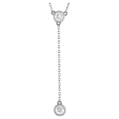 Pre-owned Lb Exclusive 14k White Gold 0.20 Carat Diamond Necklace