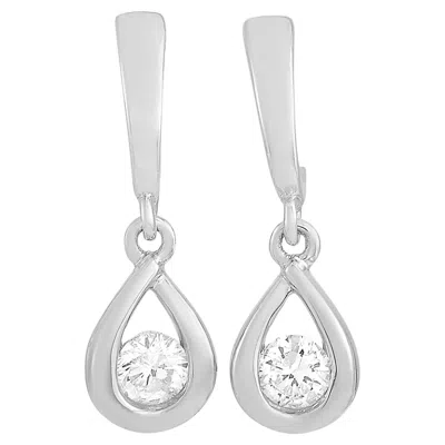 Pre-owned Lb Exclusive 14k White Gold 0.20ct Diamond Earrings