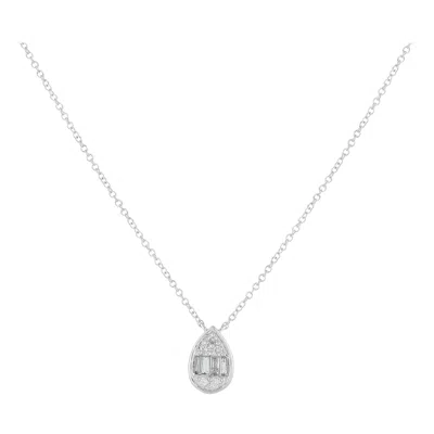 Pre-owned Lb Exclusive 14k White Gold 0.20ct Diamond Necklace Pn16830-w