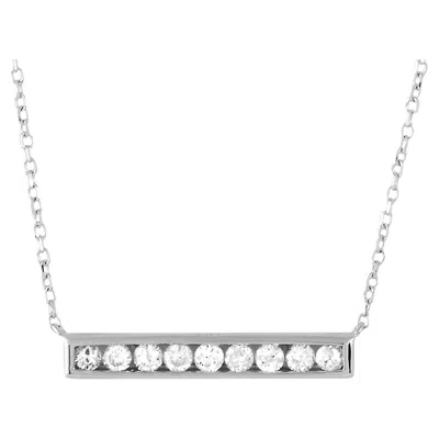 Pre-owned Lb Exclusive 14k White Gold 0.25 Carat Diamond Bar Necklace