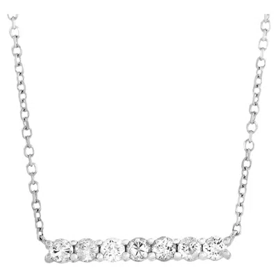Pre-owned Lb Exclusive 14k White Gold 0.25 Carat Diamond Bar Necklace