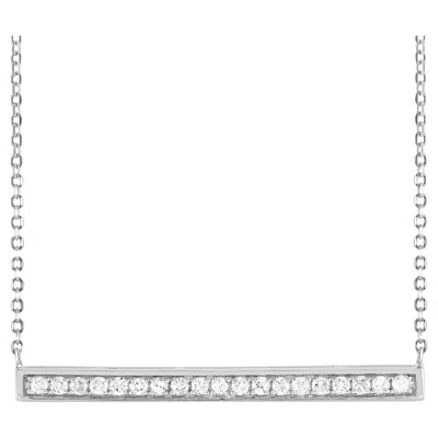 Pre-owned Lb Exclusive 14k White Gold 0.25 Carat Diamond Bar Necklace