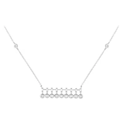 Pre-owned Lb Exclusive 14k White Gold 0.25ct Diamond Bar Necklace