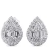 Lb Exclusive 14k White Gold 0.25ct Diamond Cluster Pear Stud Earrings Er29498-w In Blue