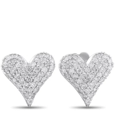 Lb Exclusive 14k White Gold 0.25ct Diamond Heart Earrings Er29626 In Metallic