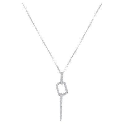 Pre-owned Lb Exclusive 14k White Gold 0.25ct Diamond Minimalist Geometric Necklace Pn16229-w