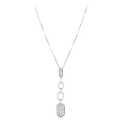 Pre-owned Lb Exclusive 14k White Gold 0.25ct Diamond Pendant Necklace Pn16244