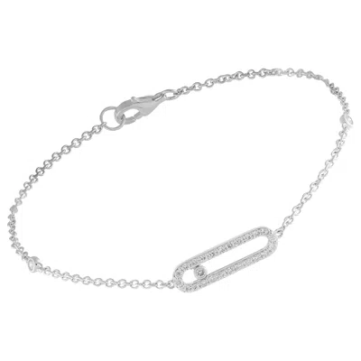 Pre-owned Lb Exclusive 14k White Gold 0.30ct Diamond Bracelet Br10615-w