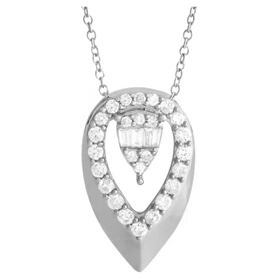 Pre-owned Lb Exclusive 14k White Gold 0.30ct Diamond Teardrop Necklace