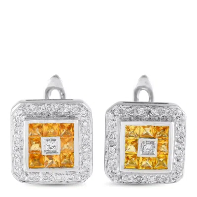 Lb Exclusive 14k White Gold 0.33ct Diamond And Sapphire Earrings Mf25-120324 In Metallic