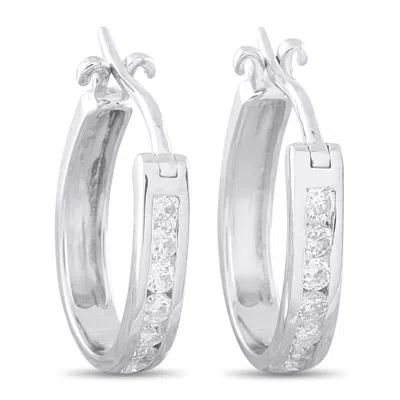 Lb Exclusive 14k White Gold 0.33ct Diamond Hoop Earrings Aer-14271r In Silver