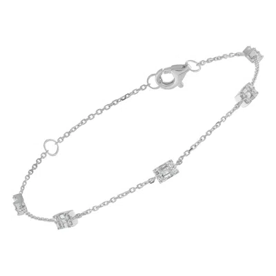 Pre-owned Lb Exclusive 14k White Gold 0.35ct Diamond Bracelet Br10656-w